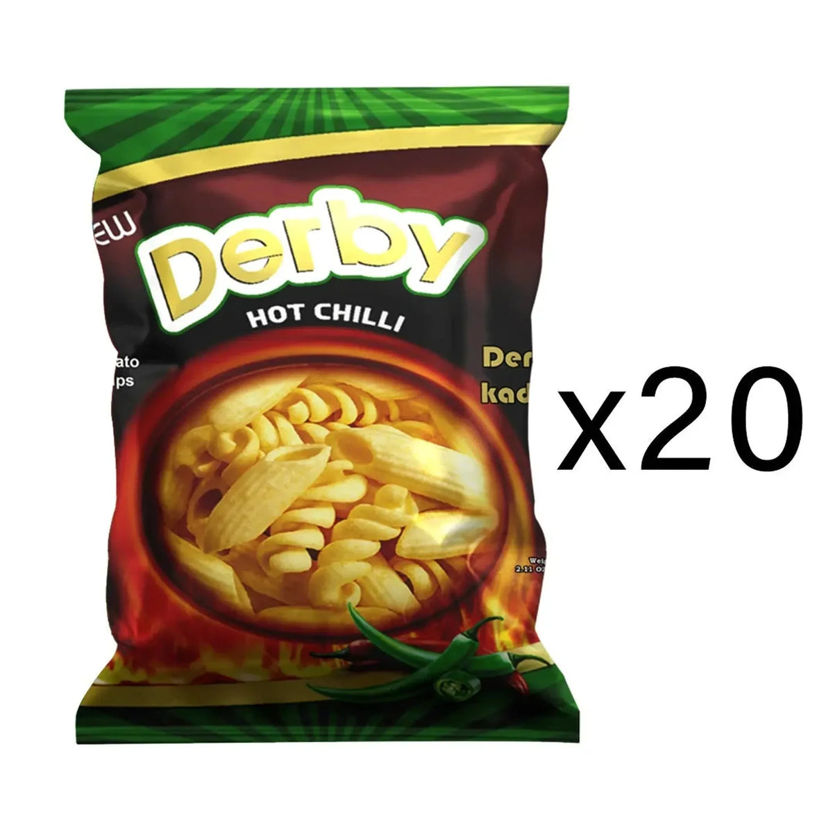 Derby Hot Chilli Potato Snacks, 20 × 16 g