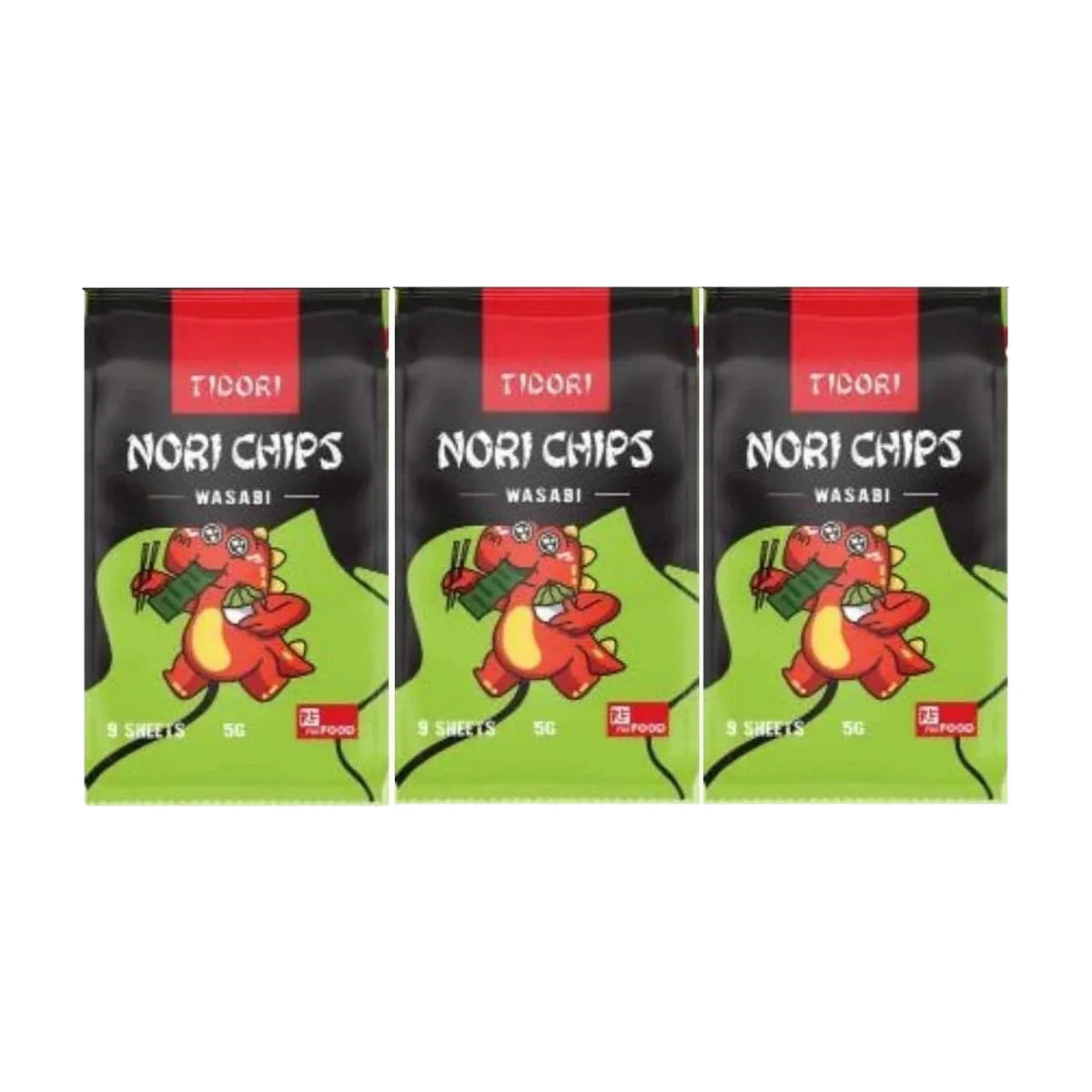 Tidori Wasabi Nori Chips, 3 × 5 g | Welaza