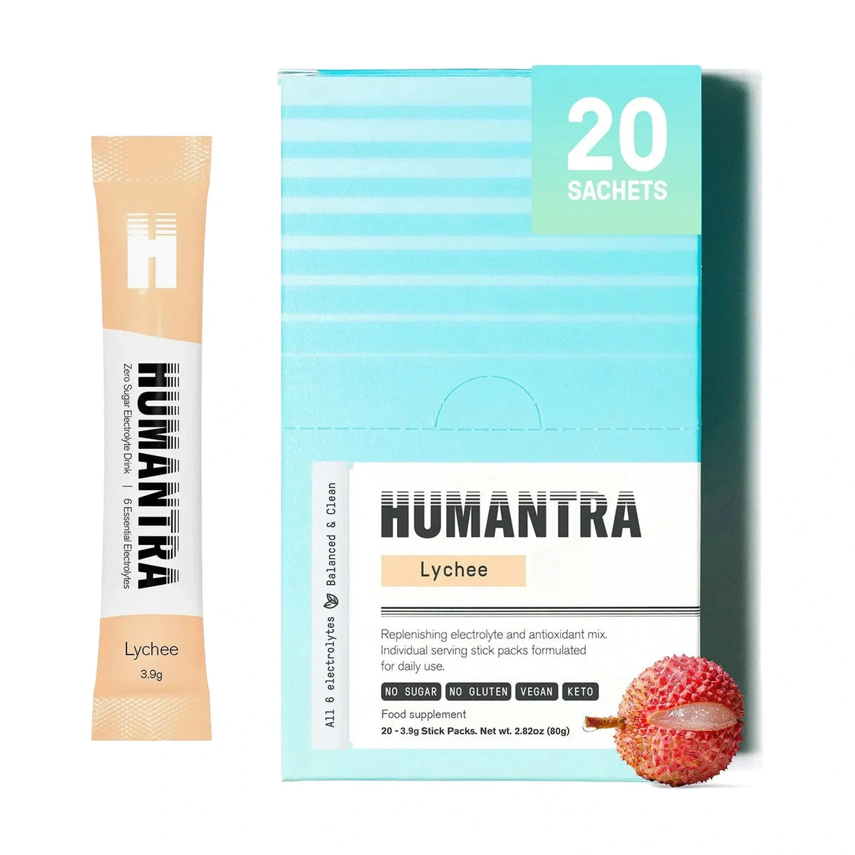 Humantra Lychee Electrolyte Mix, 20 Servings, 80 g