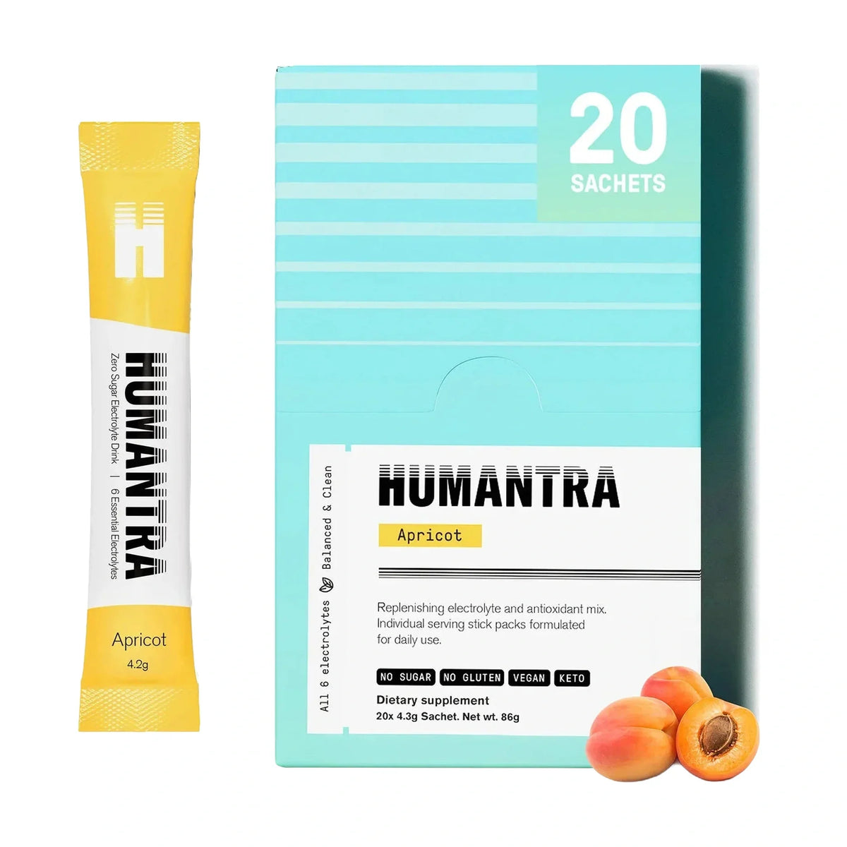 Humantra Apricot Electrolyte Mix, 20 Servings, 72 g