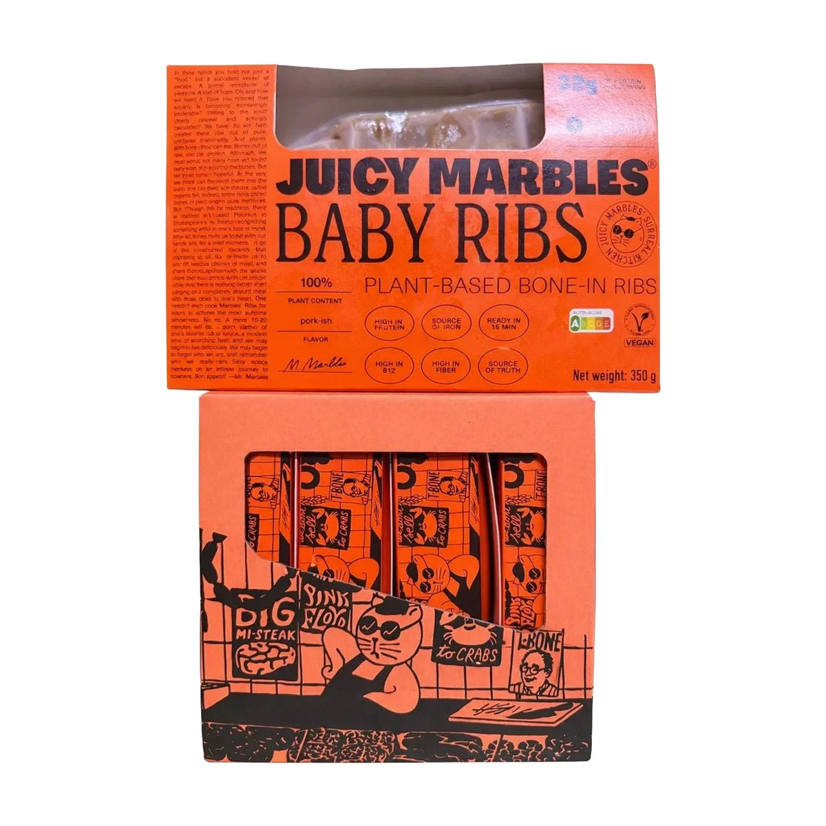 Juicy Marbles Plant-Based Baby Ribs, 350 g