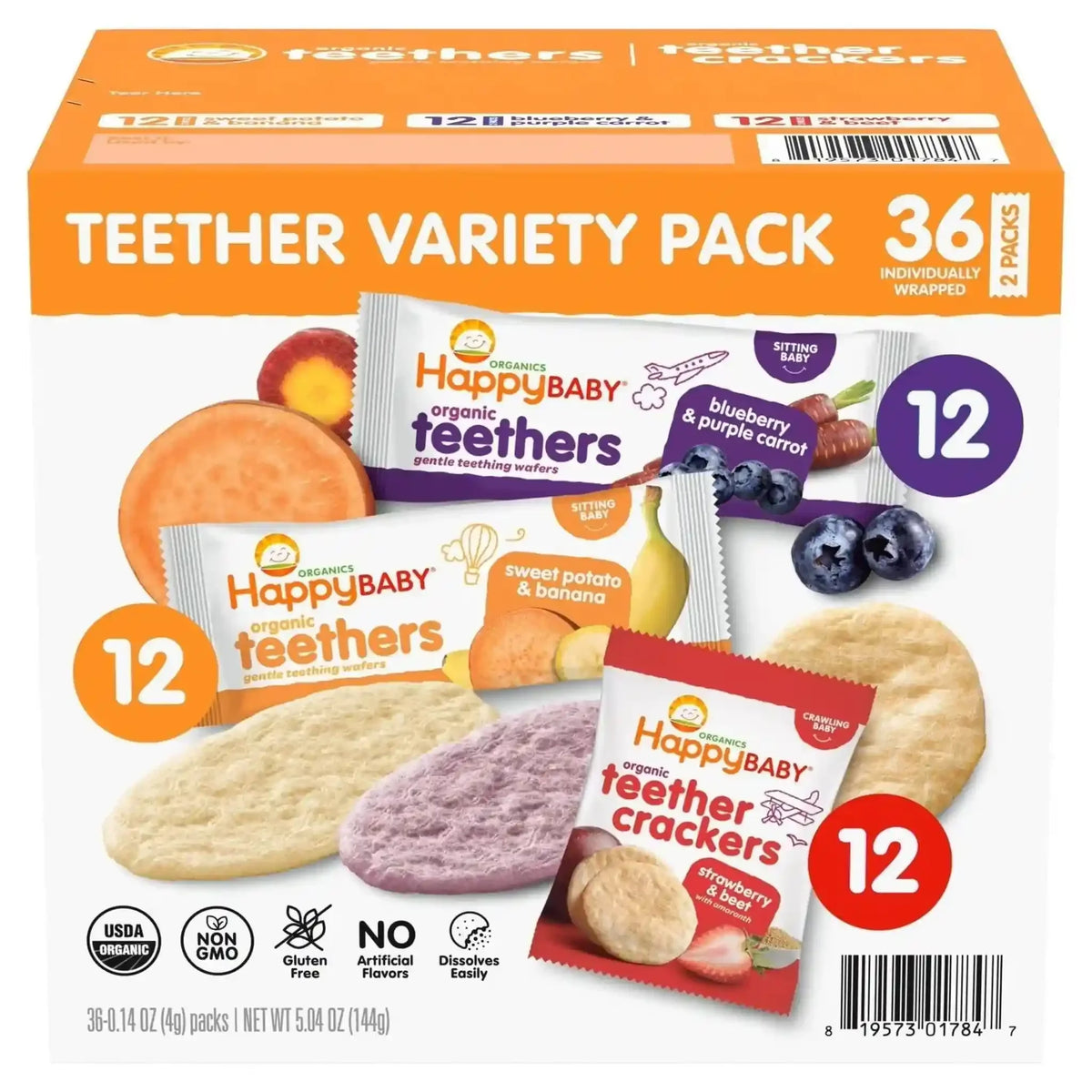Happy Baby Organic Teethers Variety, 36 Count, 144 g | Welaza