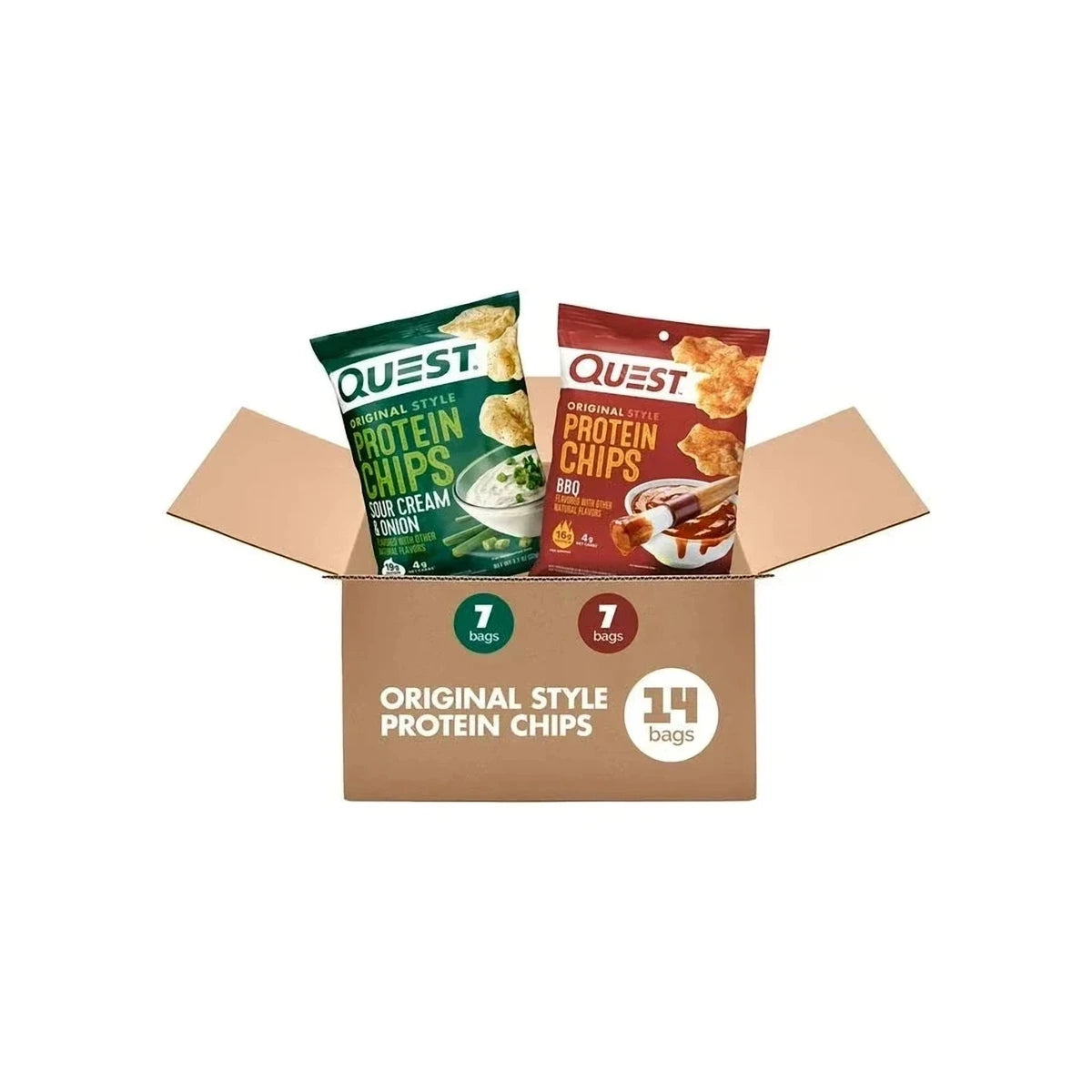 Quest Protein Chips, BBQ and Sour Cream Onion Variety Pack - 32g (14 ct) | Welaza