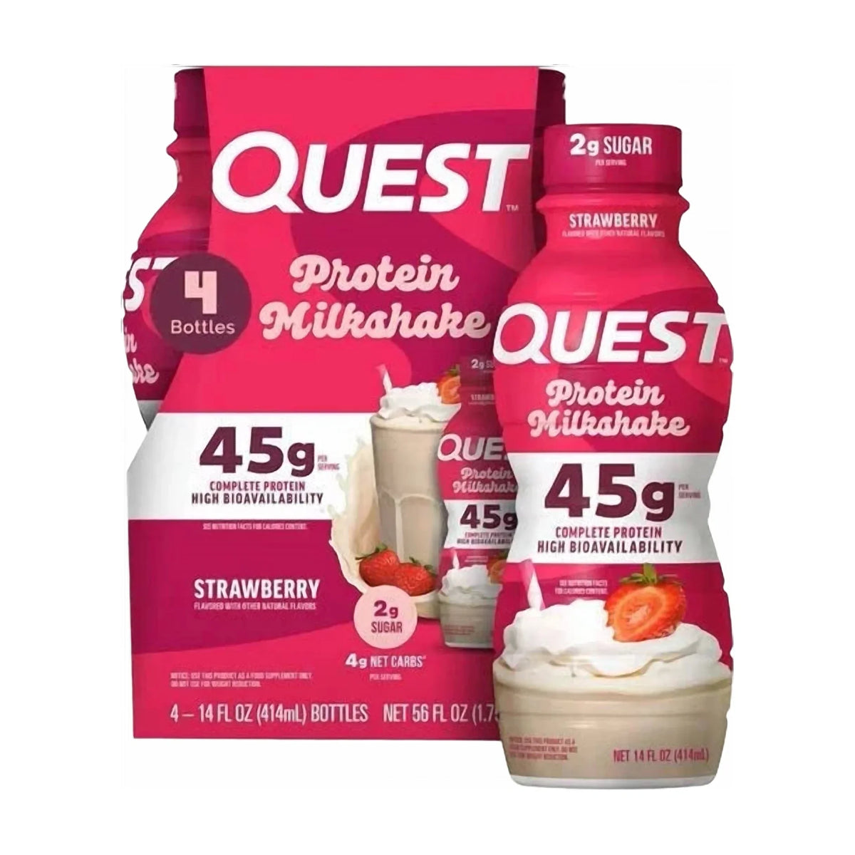 Quest Strawberry Protein Milkshake, 414 ml