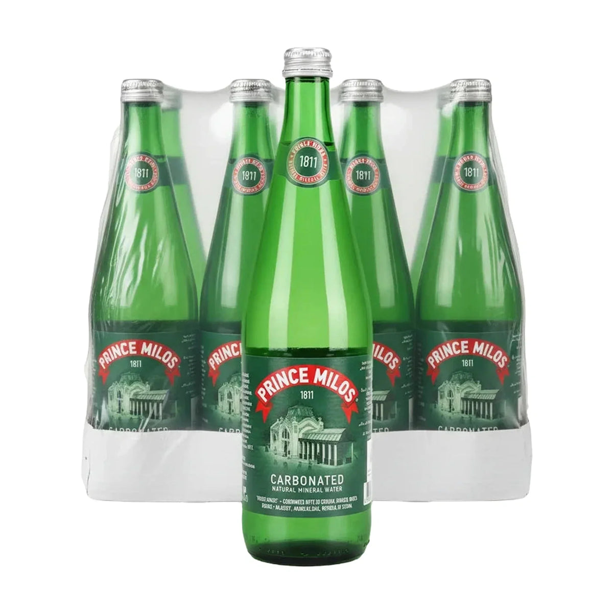 Prince Milos Sparkling Water, 12 × 750 ml Glass | Welaza