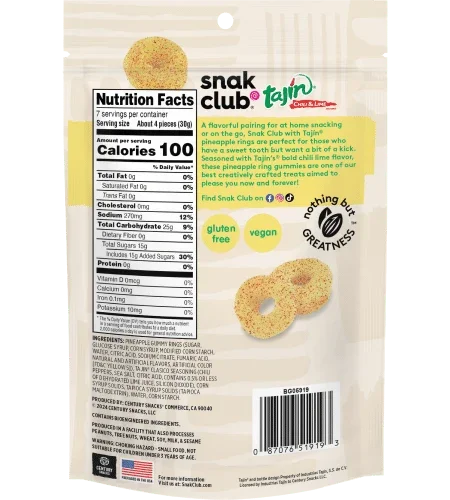 Snak Club Tajin pineapple rings 64g