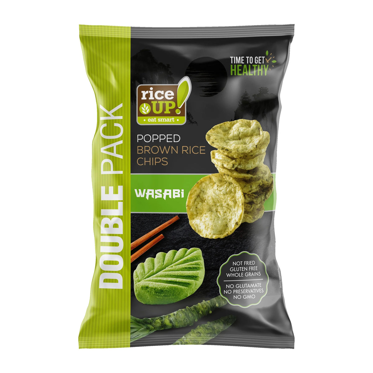 Rice Up  Whole Grain Brown Rice Chips Wasabi 120g, Gluten free, No GMO