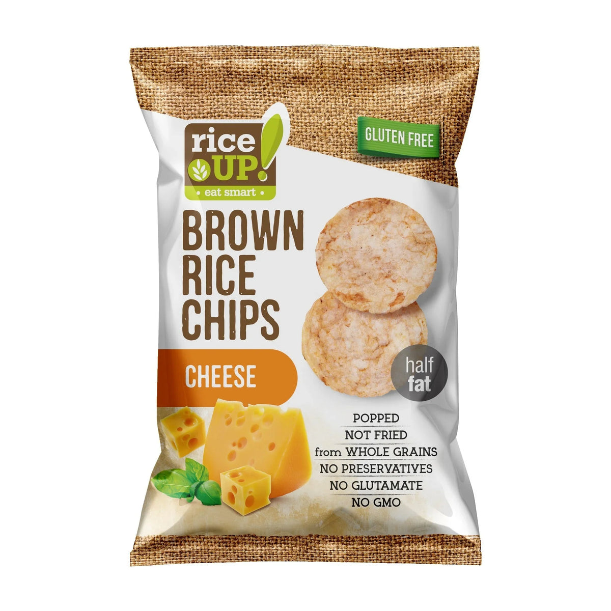 Rice Up  Whole Grain Rice Chips Cheese 60g, Gluten free, No GMO