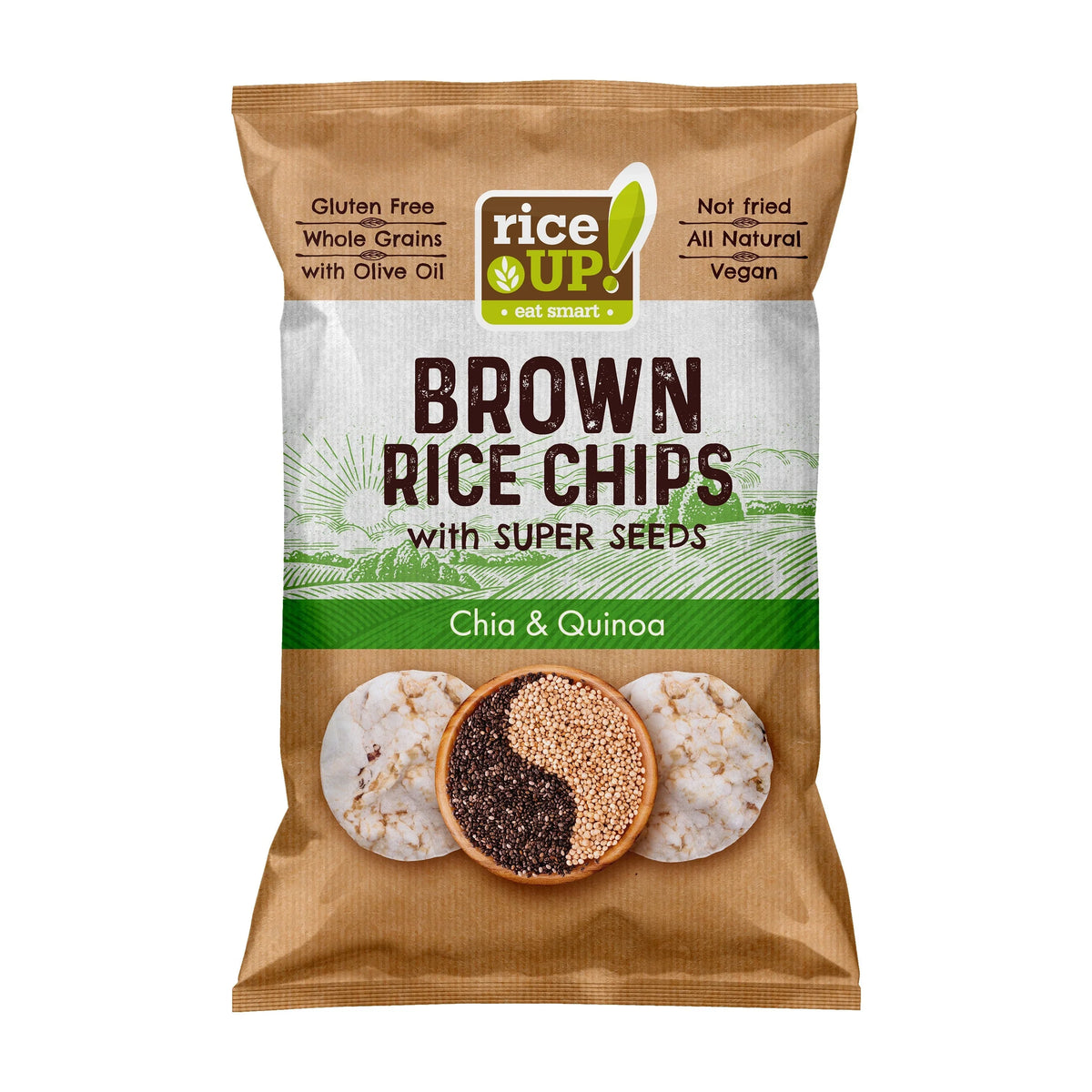 Rice Up  Whole Grain Rice Chips Super Seeds Chia & Quinoa  60g, Gluten free, No GMO