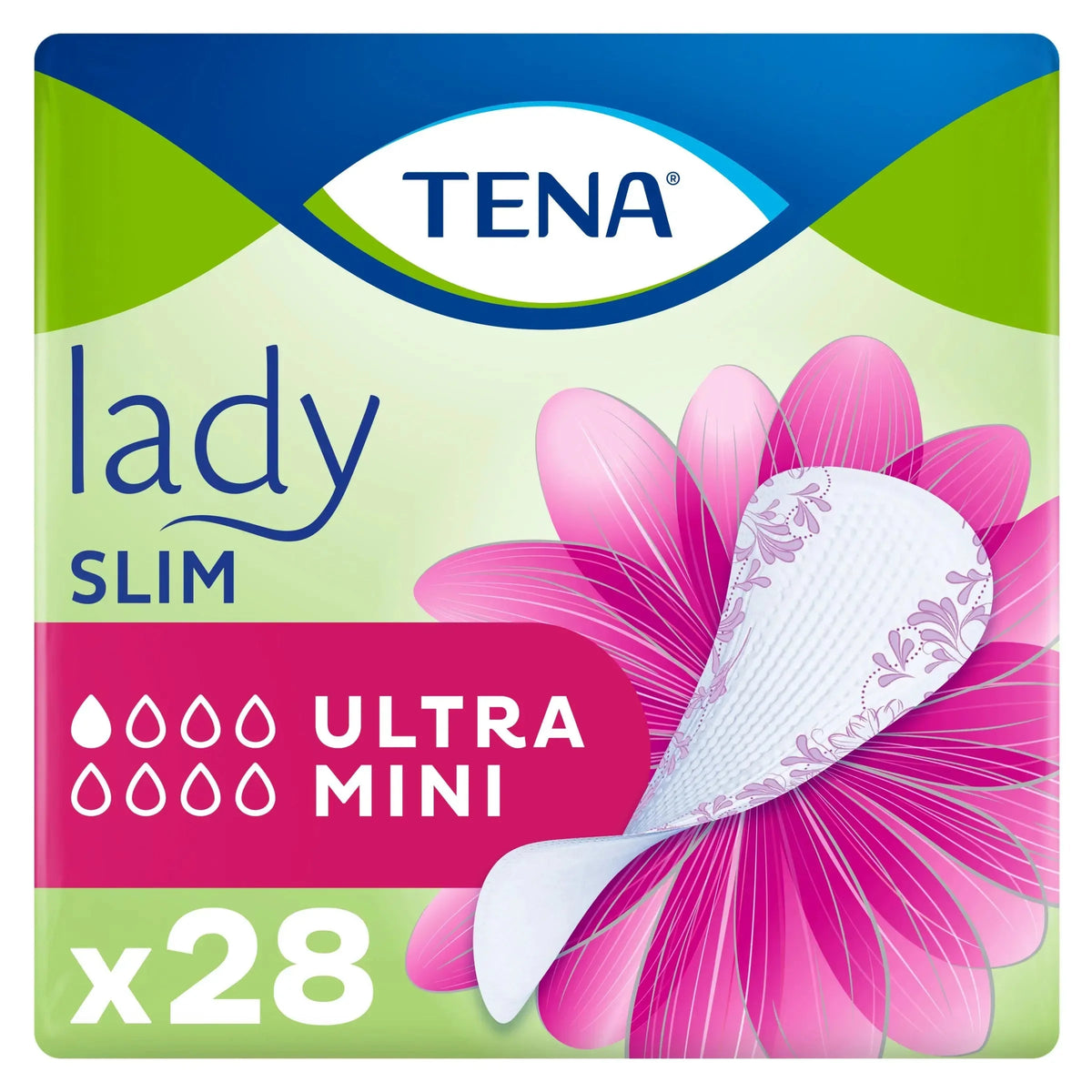 Tena Lady Sim Ultra Mini 28 Liners, Odor Control 3X protection