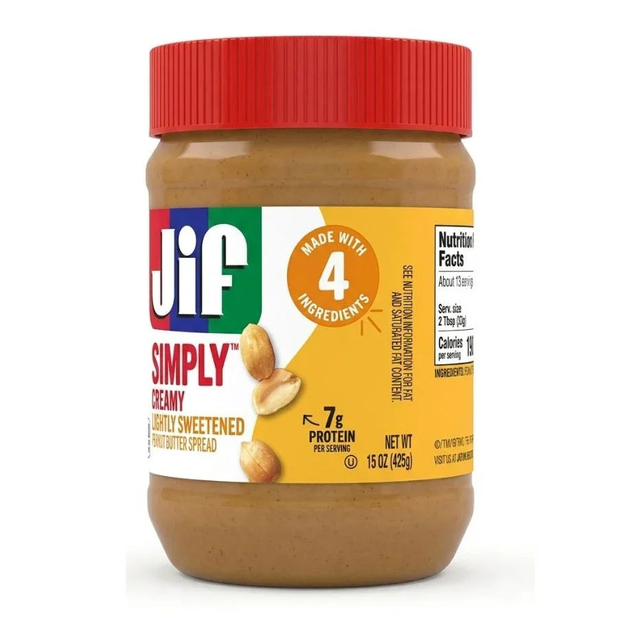 Jif Simply Creamy Lightly Sweetened Peanut Butter Spread 425g - View 2 | Welaza