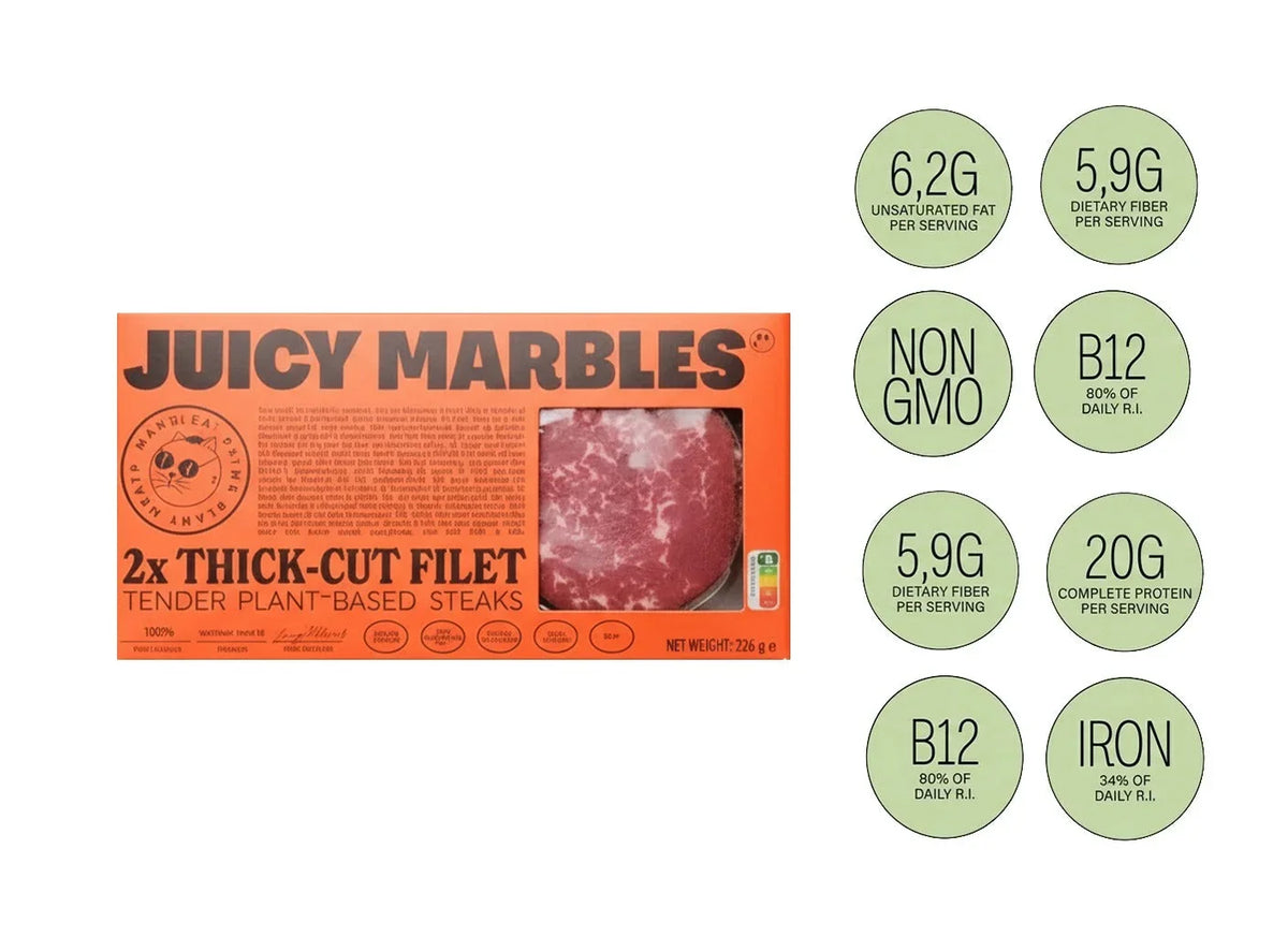 Juicy Marbles Plant-Based Vegan Tender Steak 2x Thick- Cut Fillet 113g