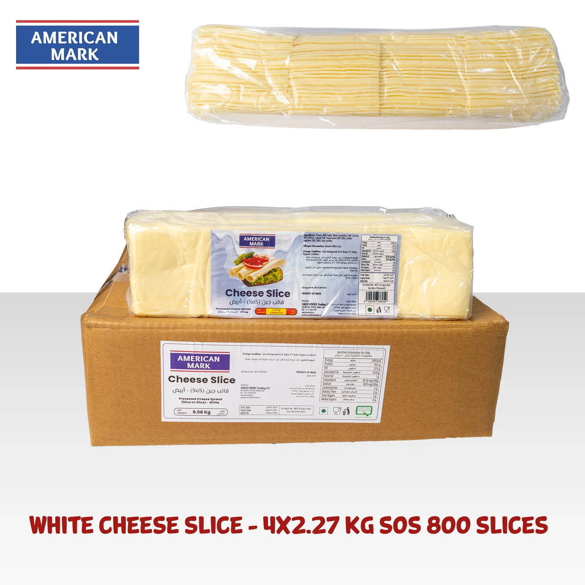 White Cheese Slices - 2.27 kg 4×2.27 kg