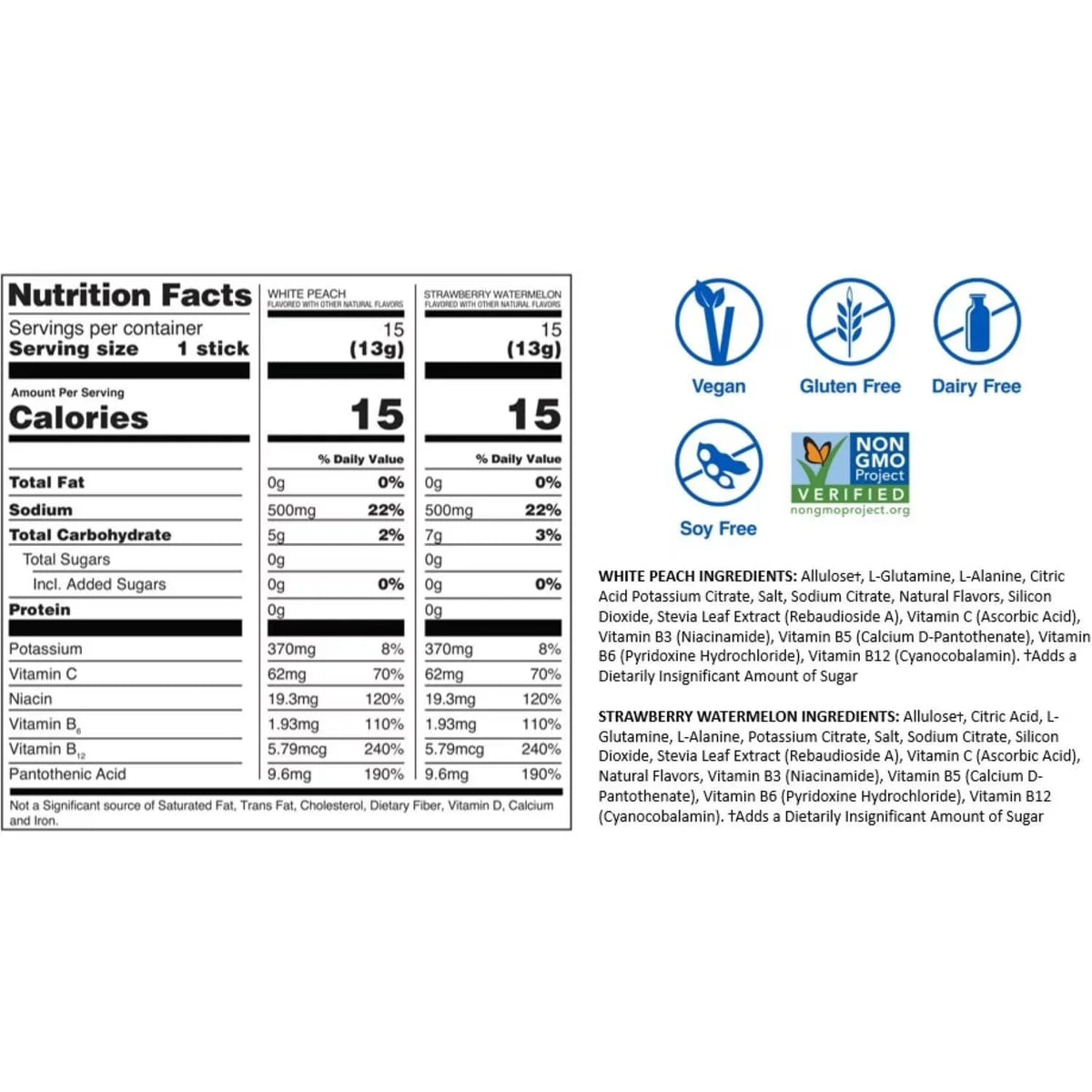 Liquid I.V. Hydration Multiplier Sugar-Free Electrolyte Powder Variety Pack, White Peach and Strawberry Watermelon - 390g (30