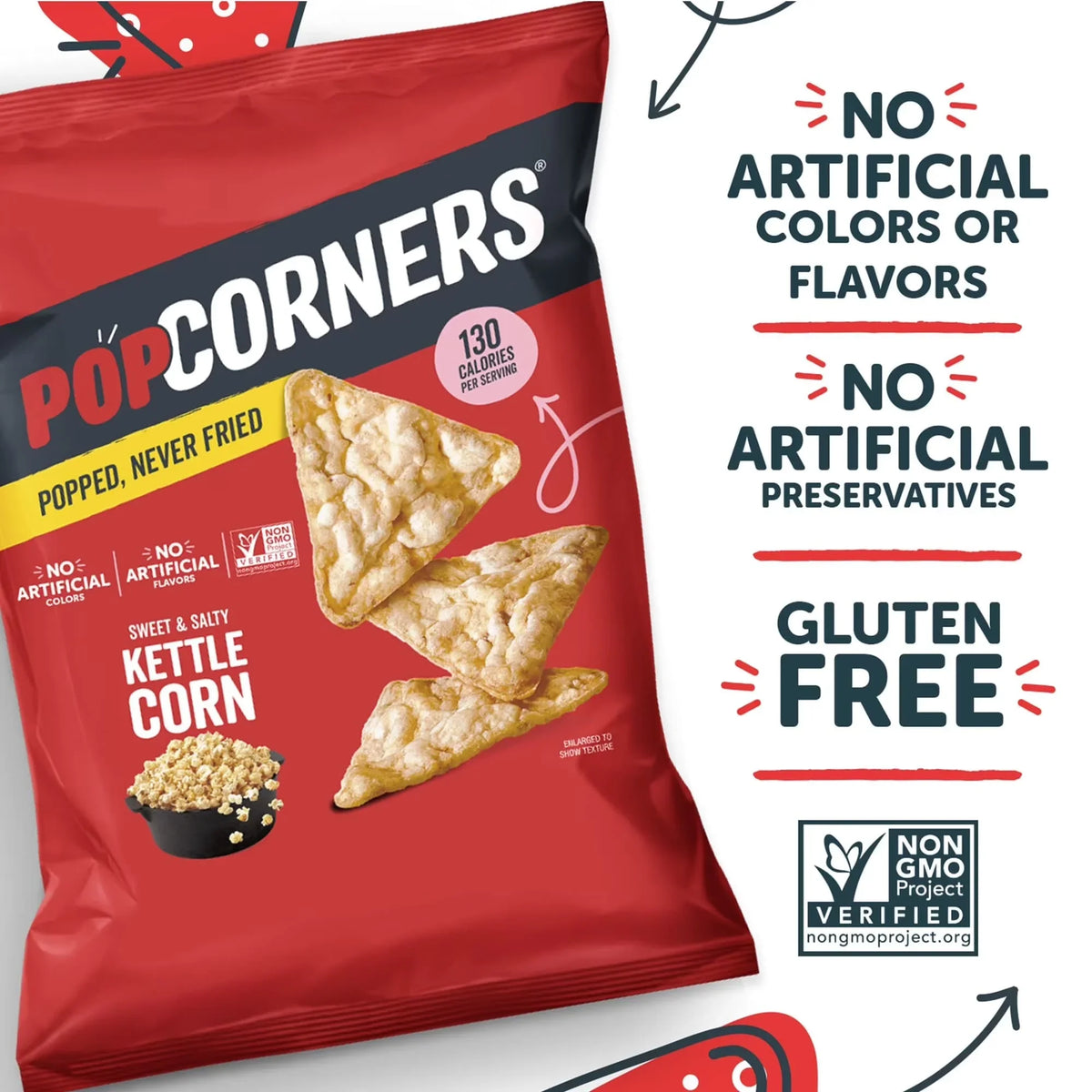 Popcorner Sweet & Salty Kettle Corn Popped Corn Chips, 28.3g
