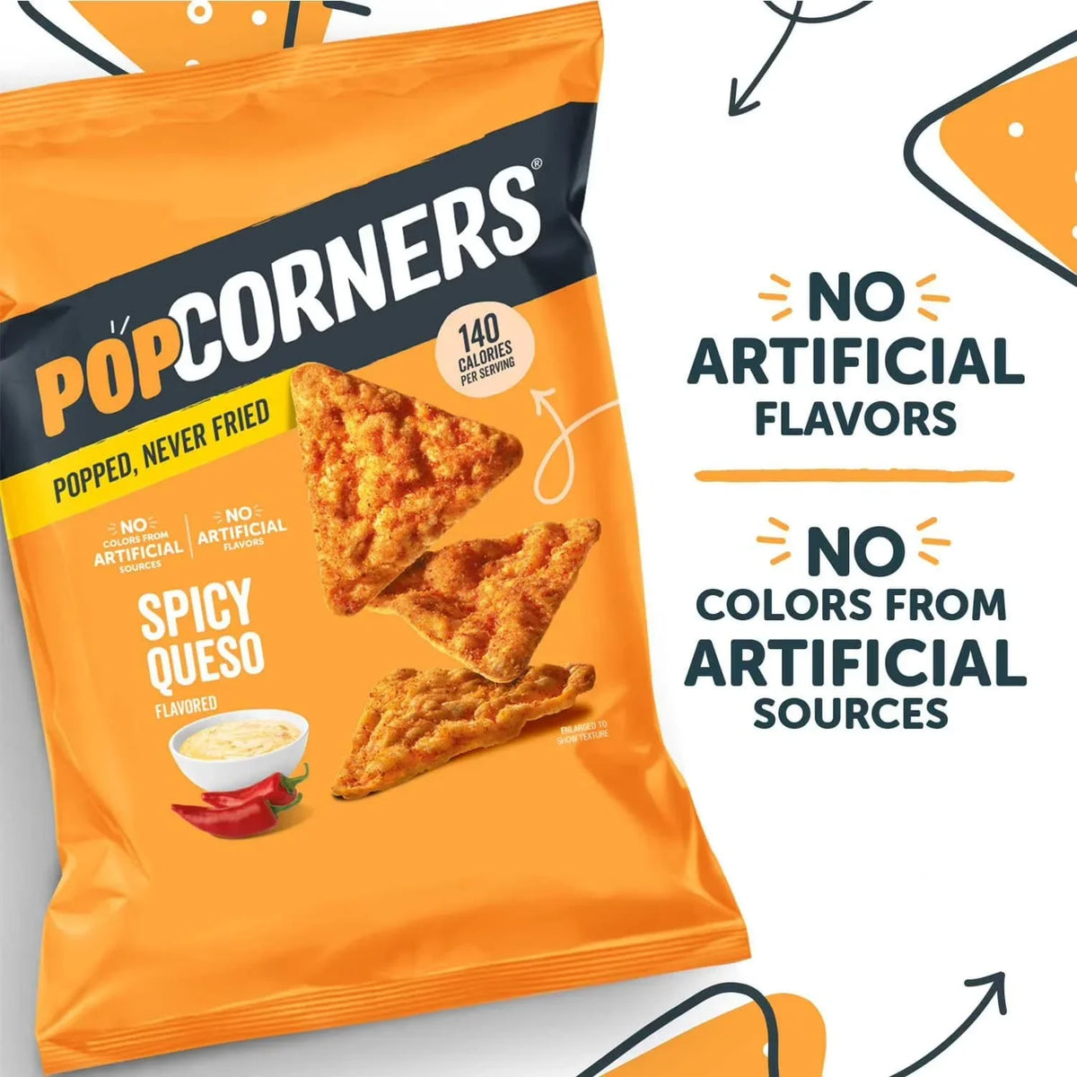 Popcorner Spicy Queso Popped Corn Chips, 28.3g