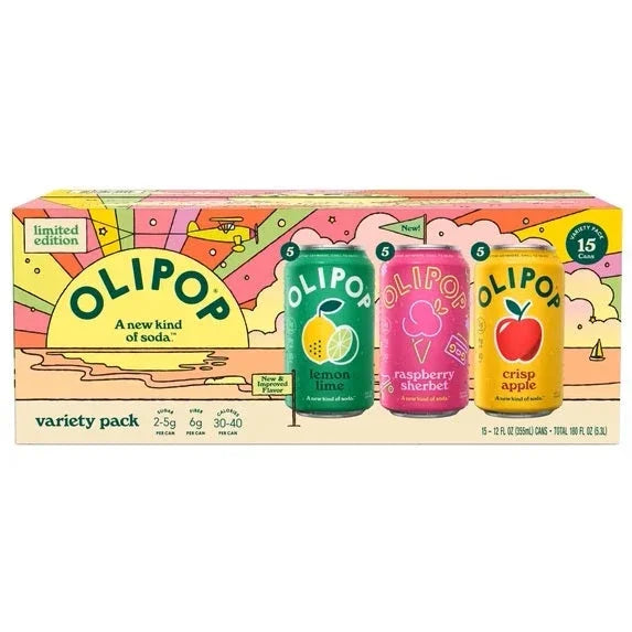 Olipop Limited Edition Variety Pack, A New Kind of Soda, 355ml (15 pk)