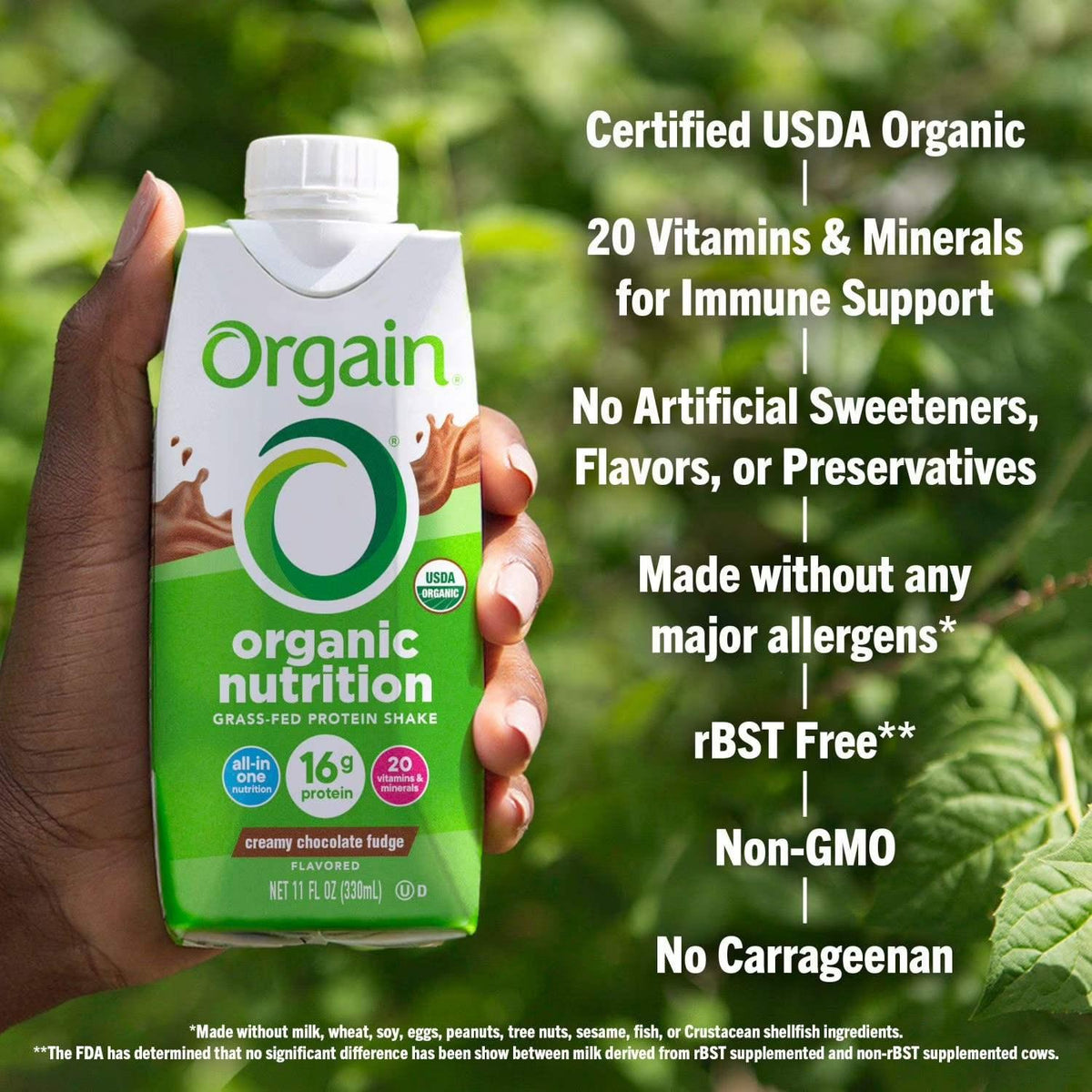 Orgain Organic Nutrition Grass-Fed Protein Shake, Creamy Chocolate Fudge 330ml