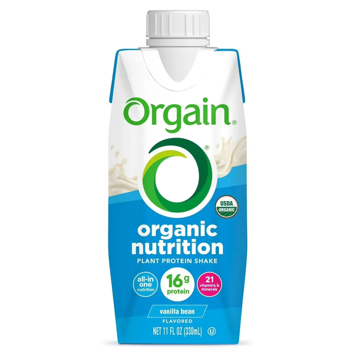 Orgain Organic Nutrition 16g Vegan Plant Based Protein Shake, Vanilla Bean 10ml