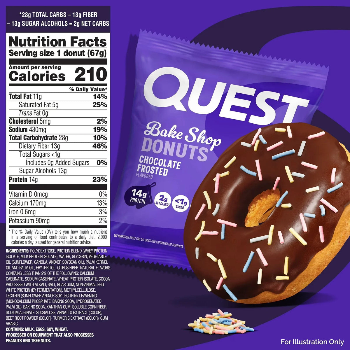 Quest Bake Shop Chocolate Frosted Donuts 268g (Pack of 4)