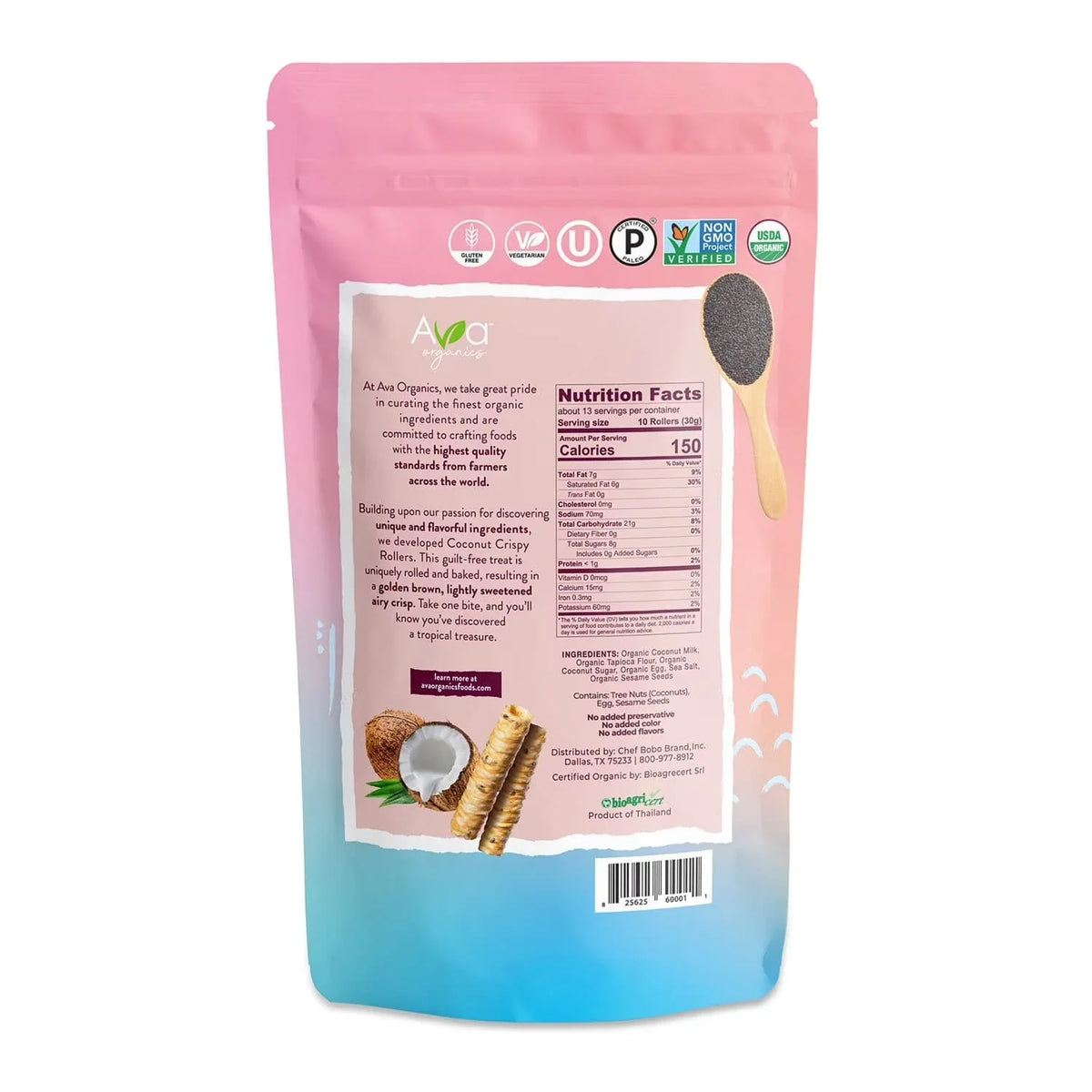 Ava Organics Coconut Crispy Rollers - 400g - View 2 | Welaza