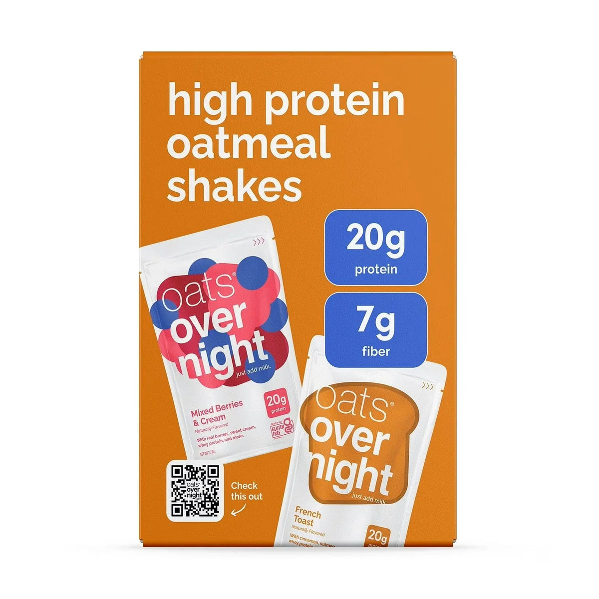Oats Overnight High Protein Oatmeal Shakes Variety Pack, 20g Protein – 8 Pack (Includes Shaker Bottle)