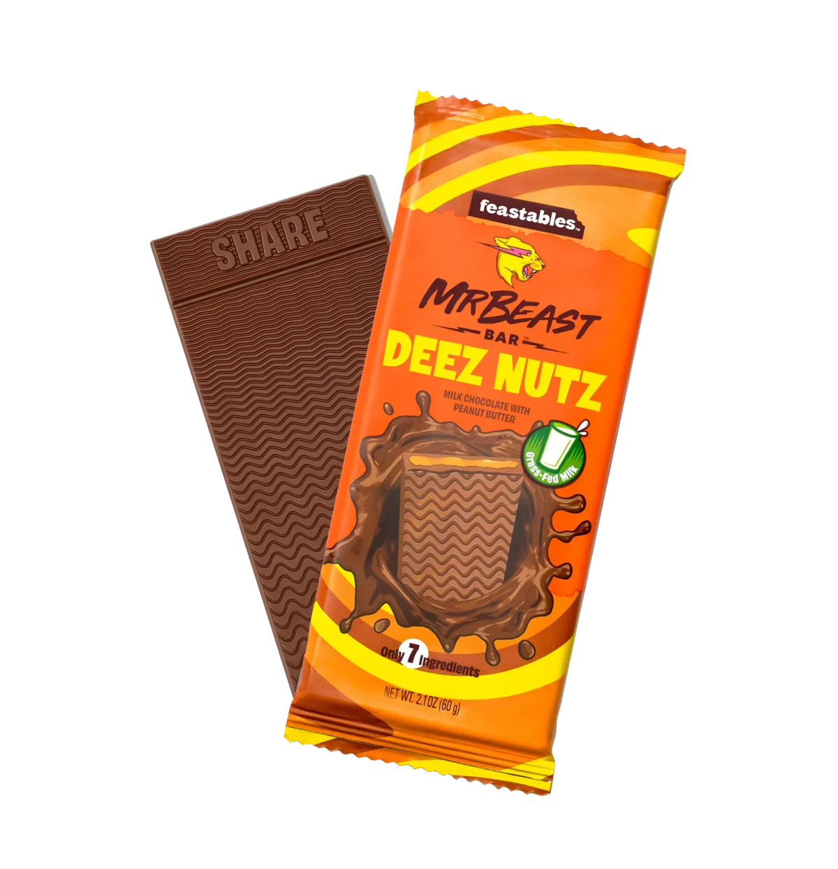 Feastables MrBeast Deez Nutz Peanut Butter Milk Chocolate Bar 60g