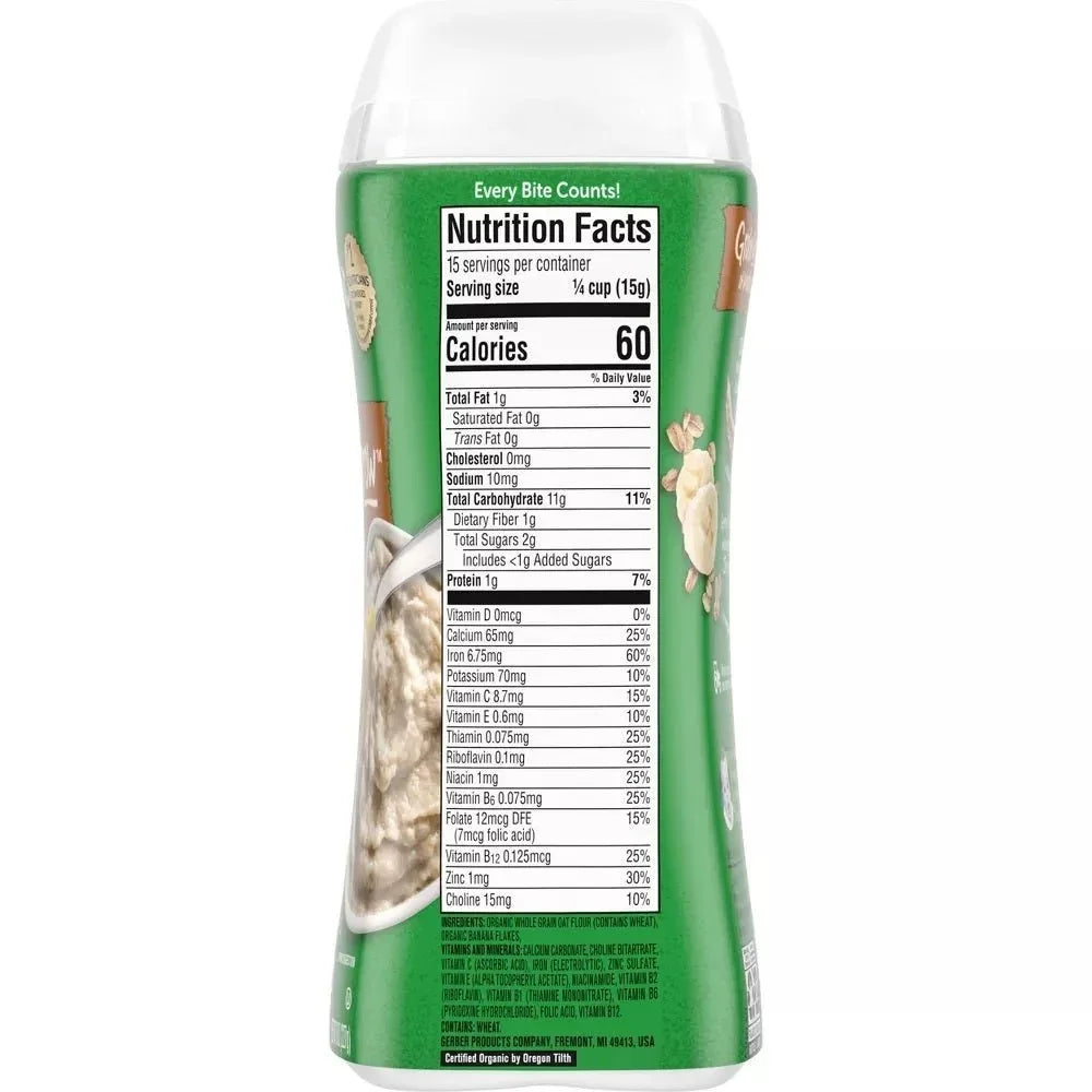 Gerber 2nd Foods Cereal Organic Oatmeal Banana 227g - View 3 | Welaza