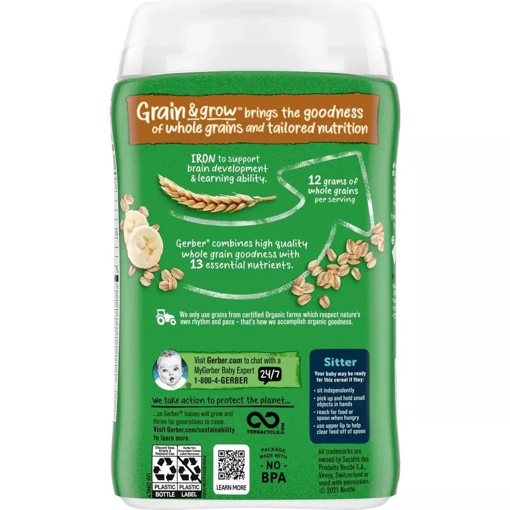 Gerber 2nd Foods Cereal Organic Oatmeal Banana 227g - View 2 | Welaza