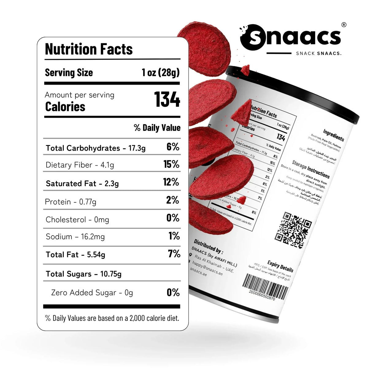 Snaacs Air Fried Beetroot Slice 85g - View 4 | Welaza