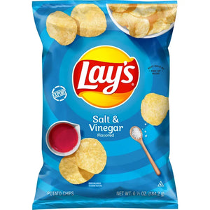 Lay's Salt & Vinegar Flavored Potato Chips 6.5 OZ (184g) - Export