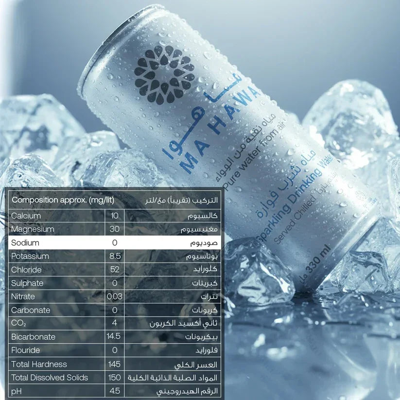 Ma Hawa Bottled Drinking Sparkling Water Can 24 x 330ml Pack