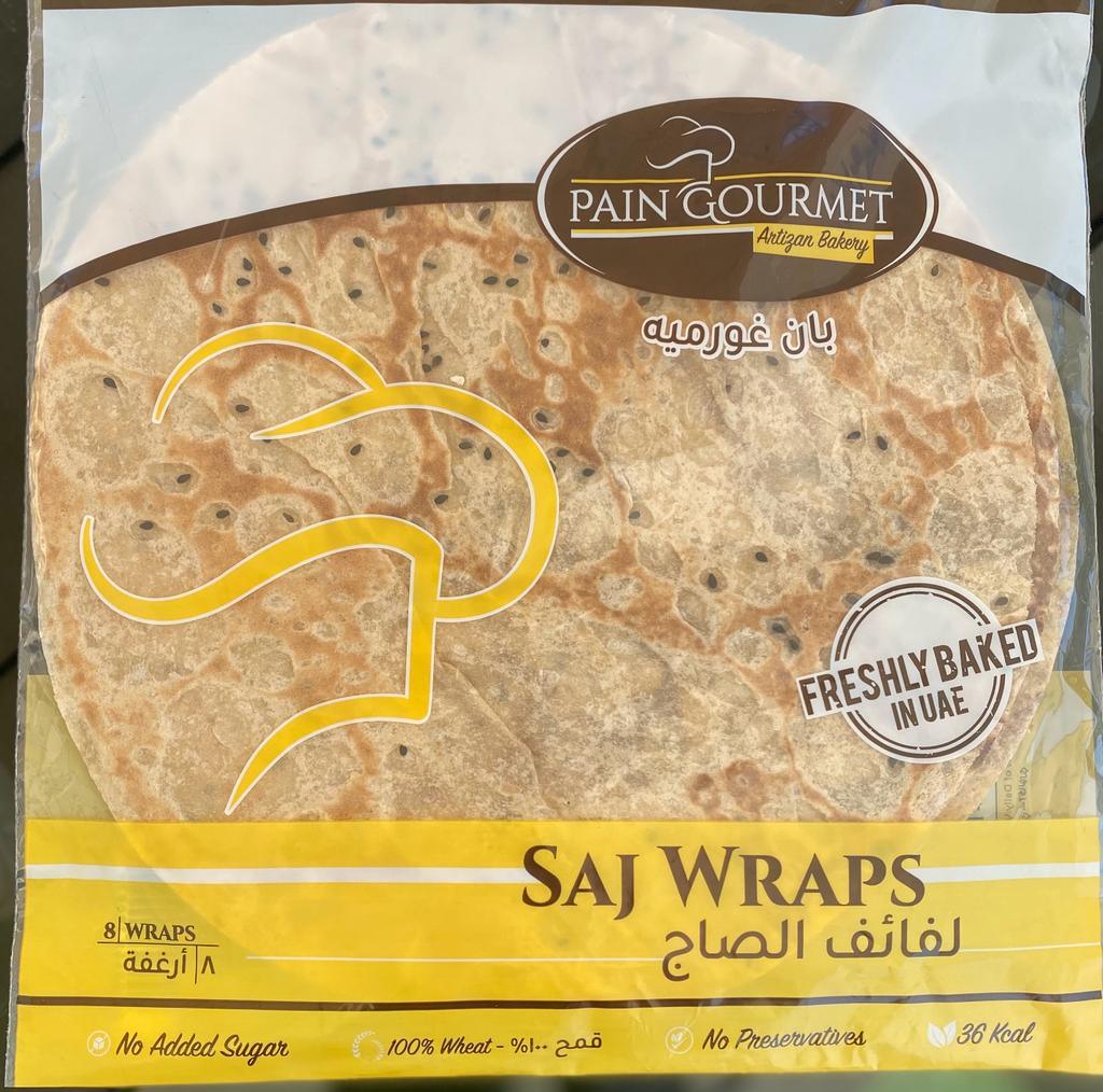 Pain Gourmet Freshly Baked Homemade Saj Wraps with Black Seed 160g