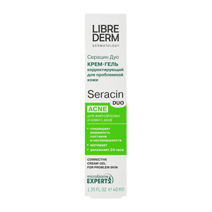 Librederm Seracin Duo Cream For Acne Spot Treatment, Blackheads, Hydrating Moisturizer 40ml