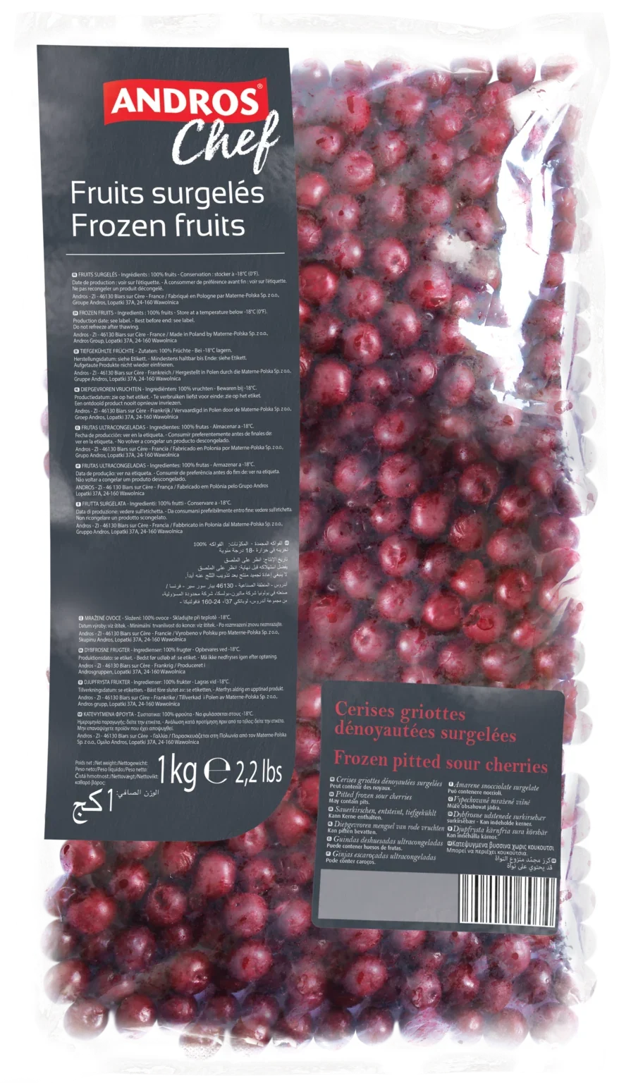 Andros Chef Frozen Sour Cherries 1Kg