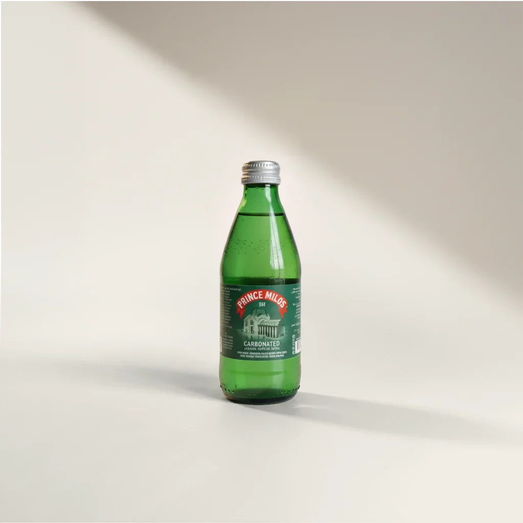 Prince Milos Natural Sparkling Mineral Water Glass Bottle 250 ml x 24