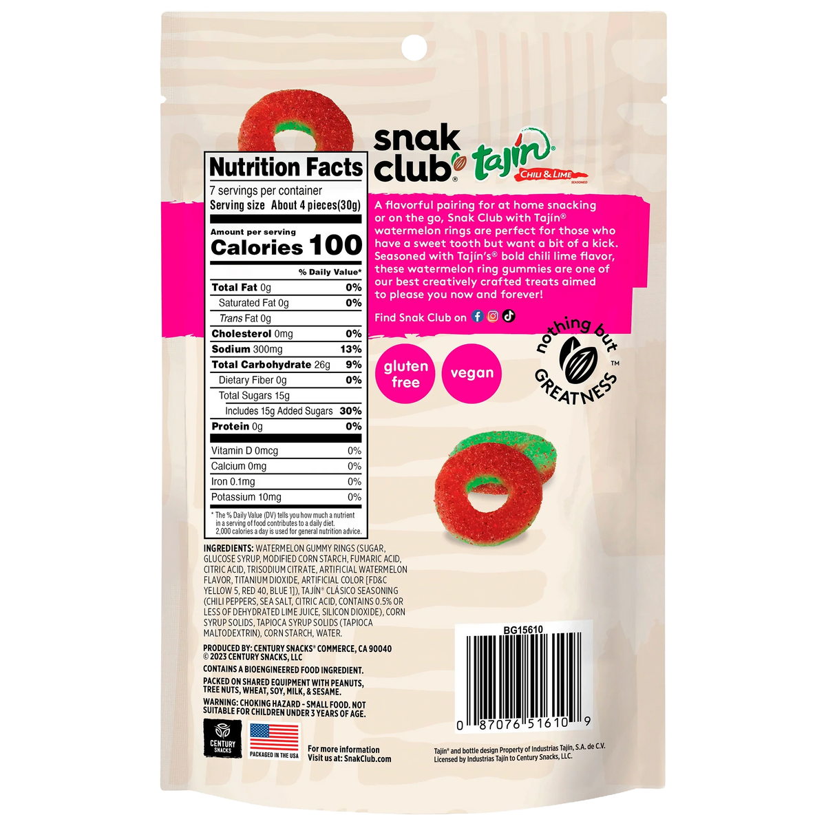 Snak Club Tajin Watermelon Rings